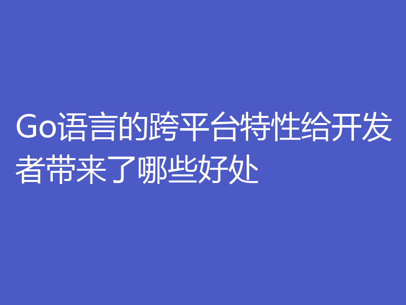 Go语言的跨平台特性给开发者带来了哪些好处