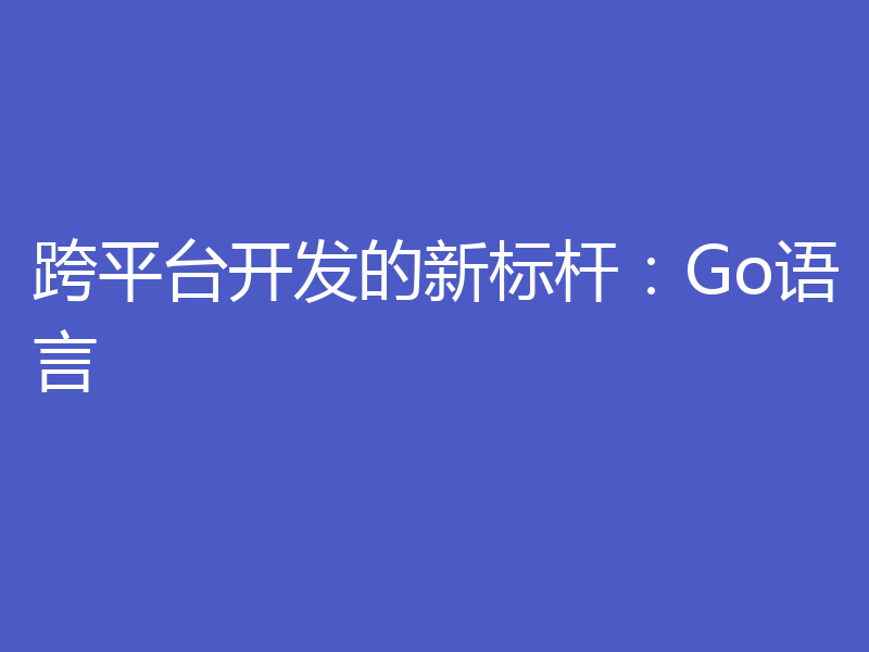 跨平台开发的新标杆:Go语言