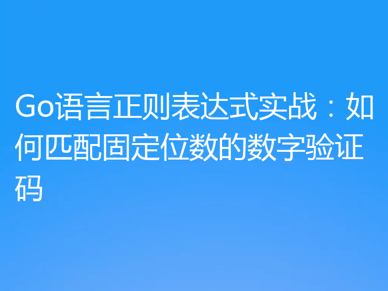 Go语言正则表达式实战:如何匹配固定位数的数字验证码