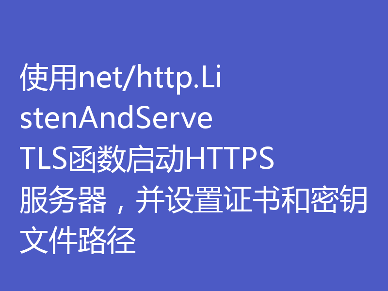 使用net/http.ListenAndServeTLS函数启动HTTPS服务器,并设置证书和密钥文件路径
