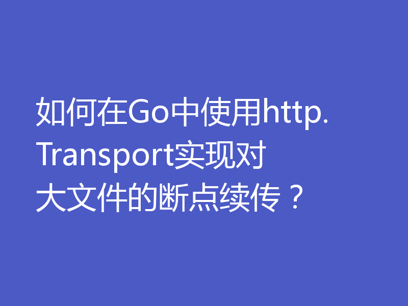 如何在Go中使用http.Transport实现对大文件的断点续传?