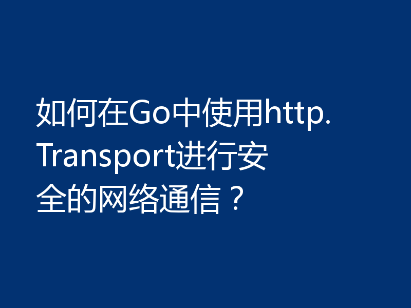 如何在Go中使用http.Transport进行安全的网络通信?