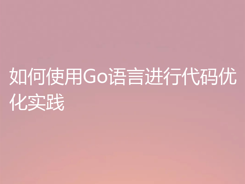 如何使用Go语言进行代码优化实践