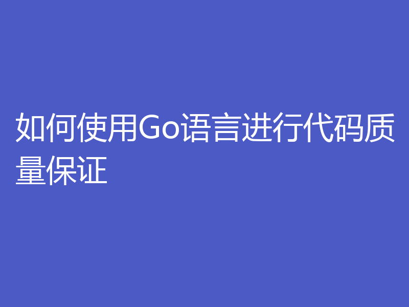 如何使用Go语言进行代码质量保证