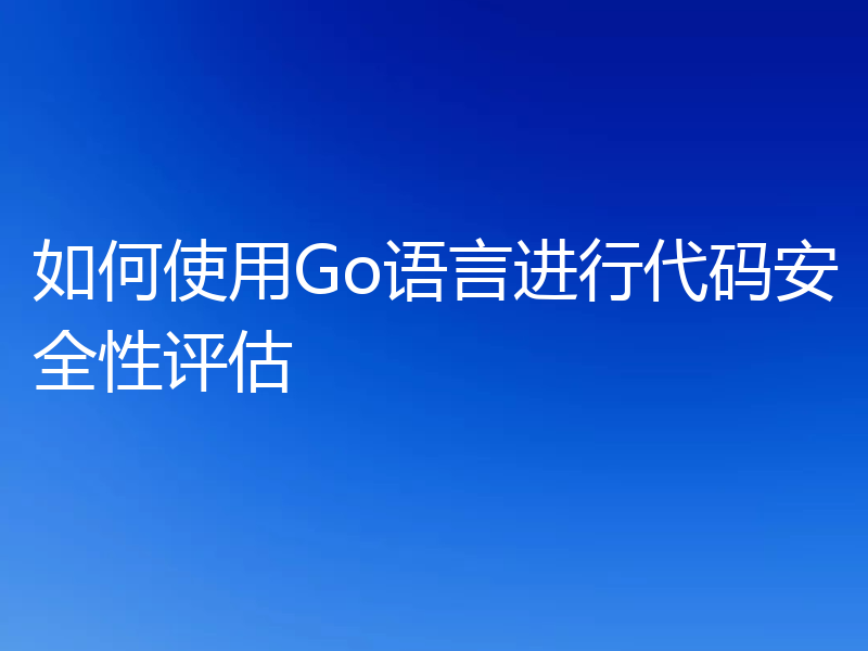 如何使用Go语言进行代码安全性评估