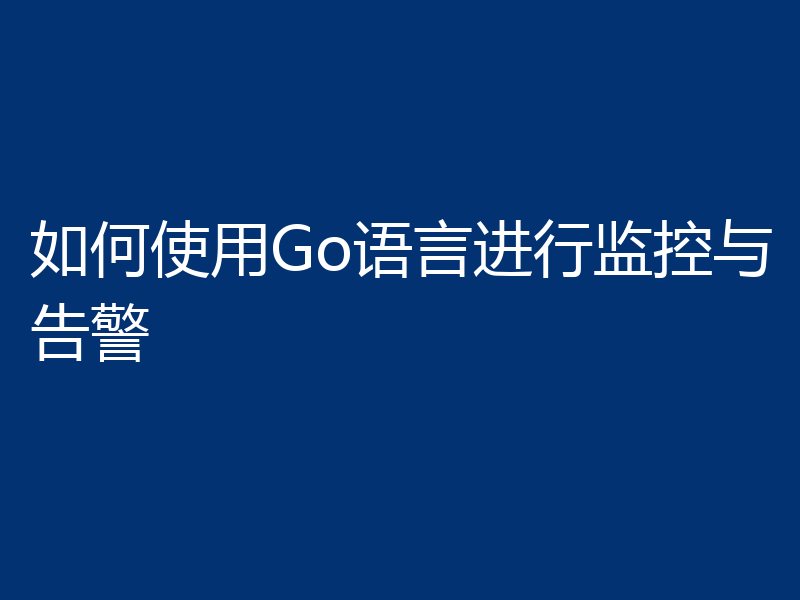 如何使用Go语言进行监控与告警