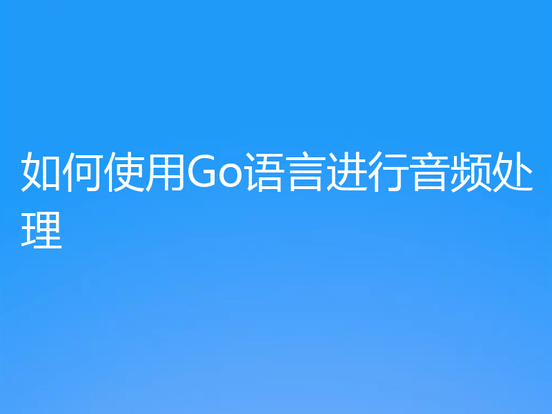 如何使用Go语言进行音频处理