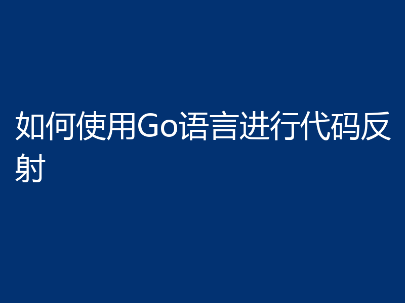 如何使用Go语言进行代码反射