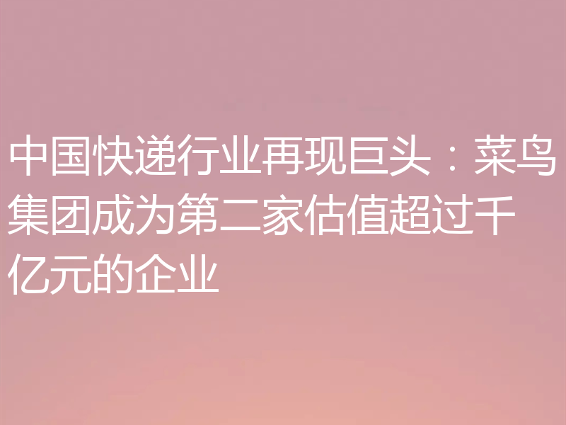 中国快递行业再现巨头:菜鸟集团成为第二家估值超过千亿元的企业