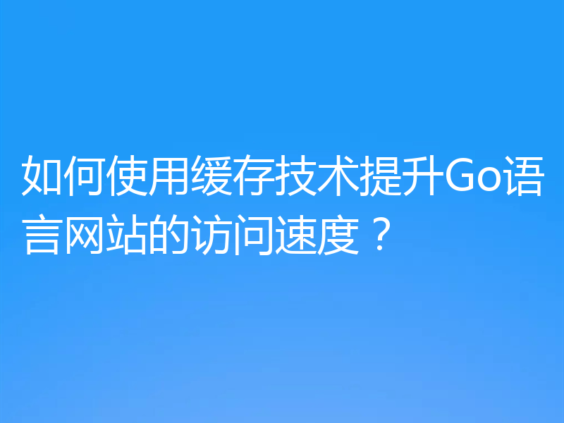 如何使用缓存技术提升Go语言网站的访问速度?