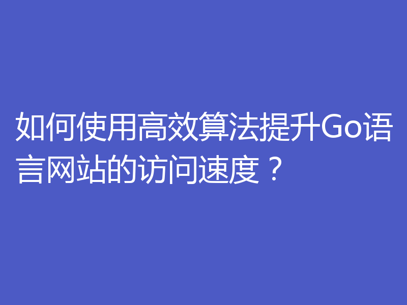如何使用高效算法提升Go语言网站的访问速度?