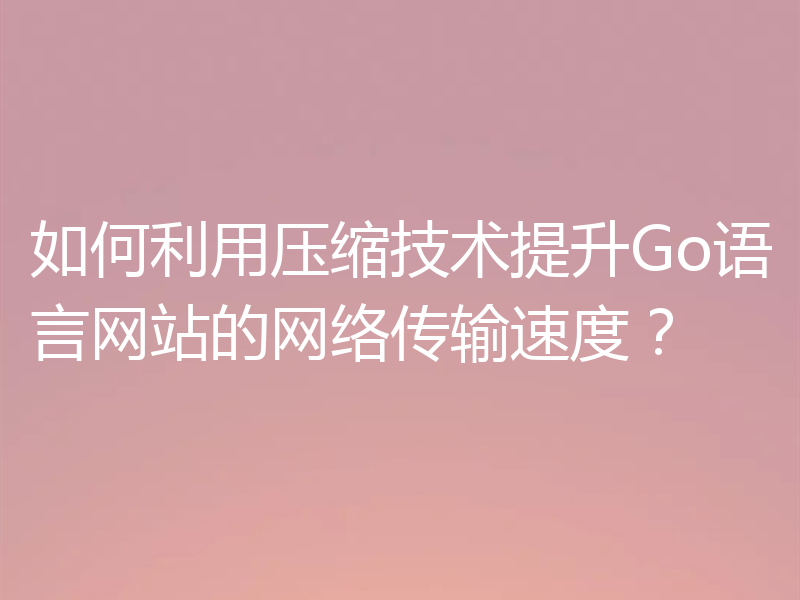 如何利用压缩技术提升Go语言网站的网络传输速度?