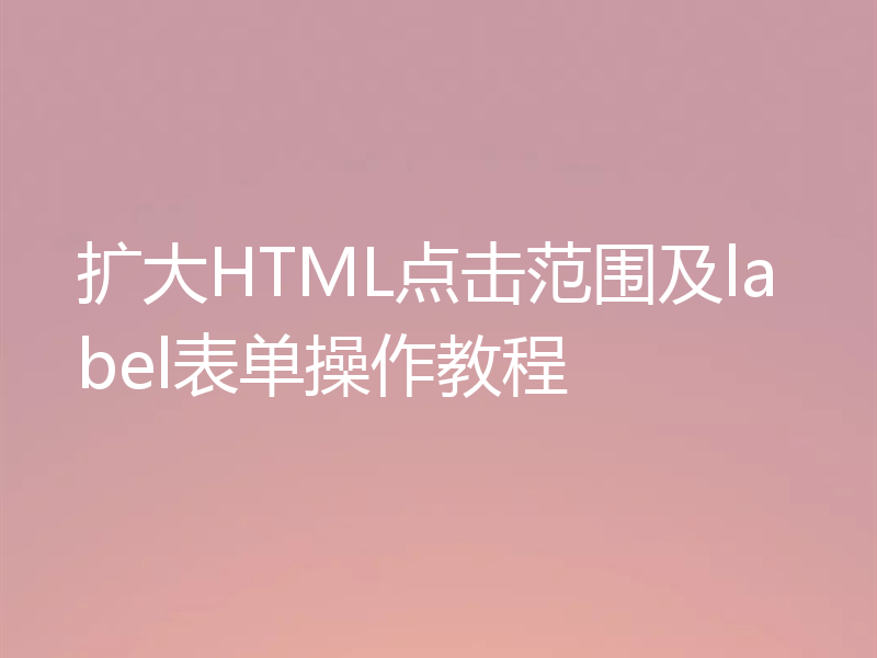 扩大HTML点击范围及label表单操作教程