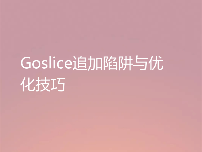 Goslice追加陷阱与优化技巧
