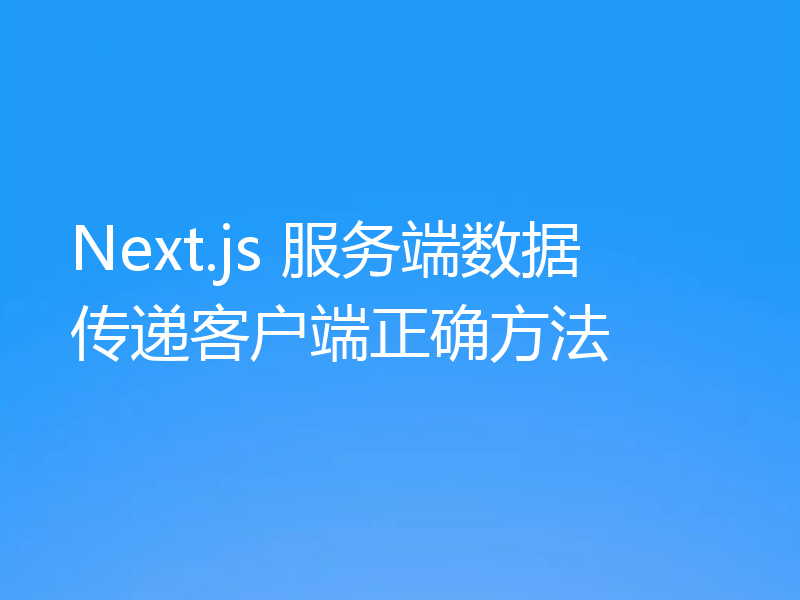 Next.js 服务端数据传递客户端正确方法