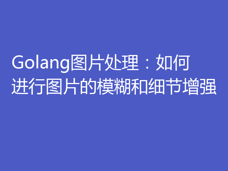 Golang图片处理:如何进行图片的模糊和细节增强