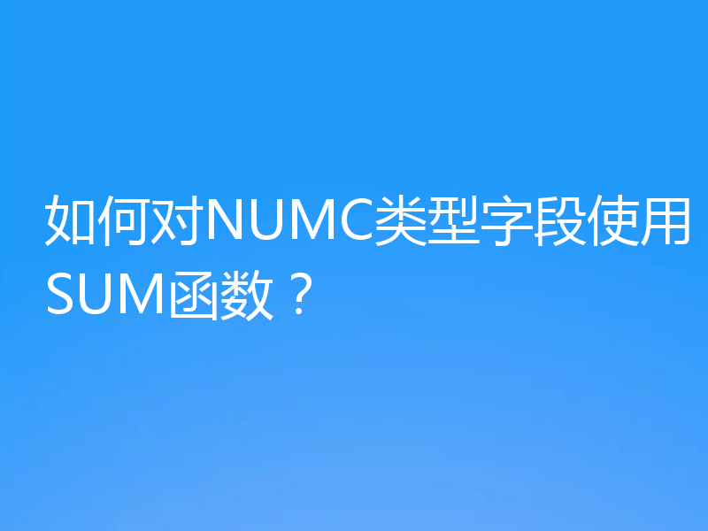 如何对NUMC类型字段使用SUM函数?