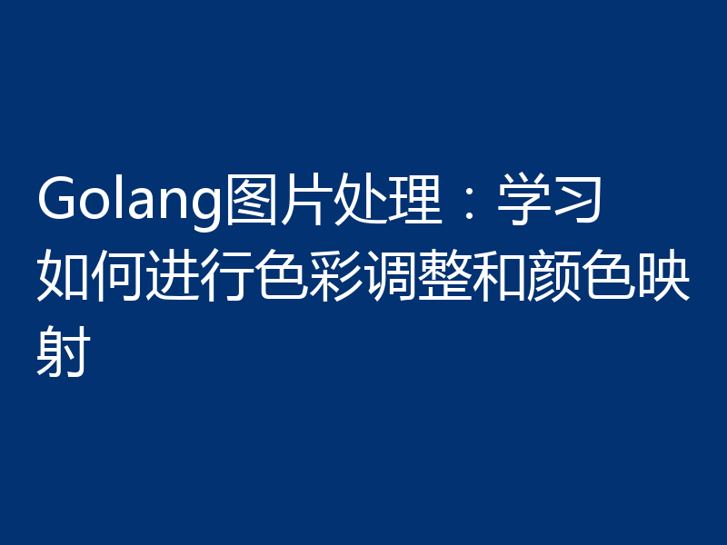 Golang图片处理:学习如何进行色彩调整和颜色映射