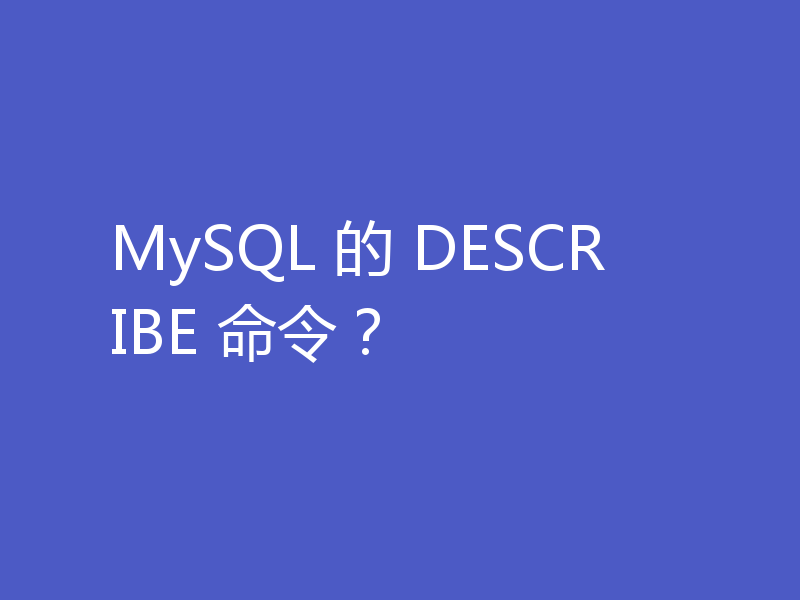 MySQL 的 DESCRIBE 命令?