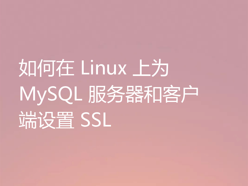 如何在 Linux 上为 MySQL 服务器和客户端设置 SSL