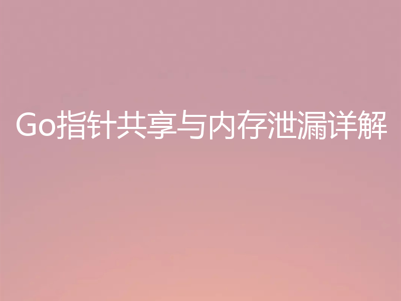 Go指针共享与内存泄漏详解