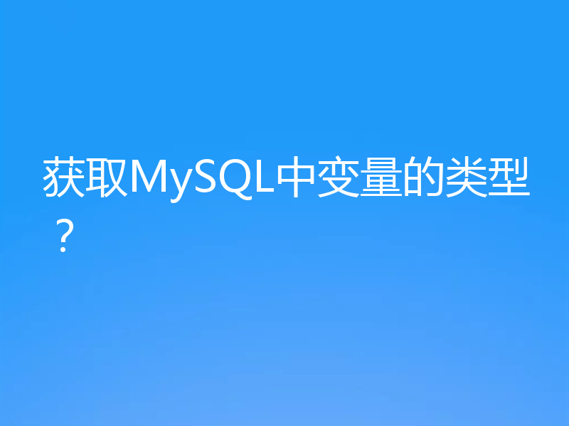 获取MySQL中变量的类型?