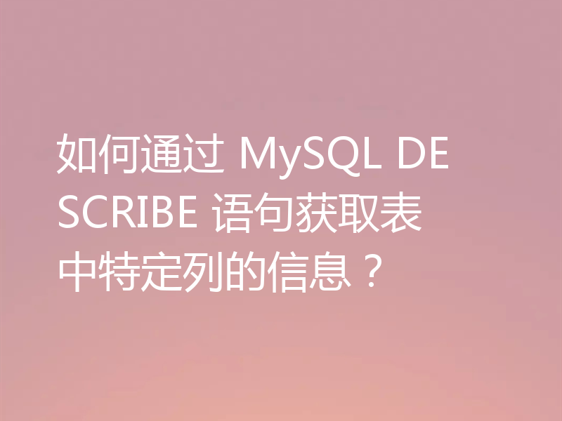 如何通过 MySQL DESCRIBE 语句获取表中特定列的信息?