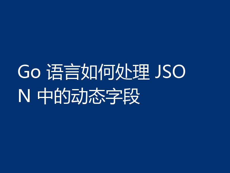 Go 语言如何处理 JSON 中的动态字段
