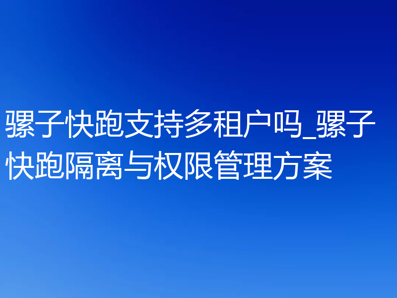 骡子快跑支持多租户吗_骡子快跑隔离与权限管理方案
