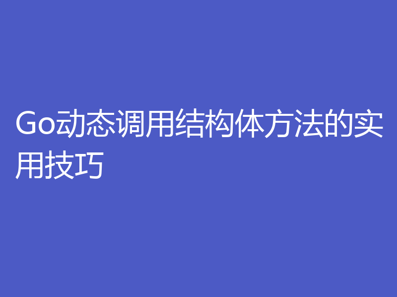 Go动态调用结构体方法的实用技巧