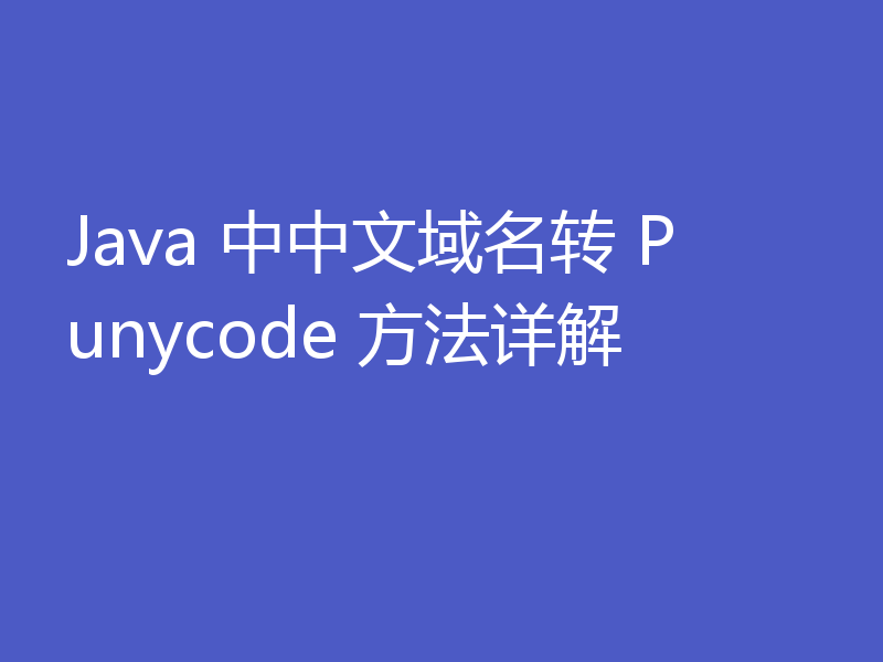 Java 中中文域名转 Punycode 方法详解