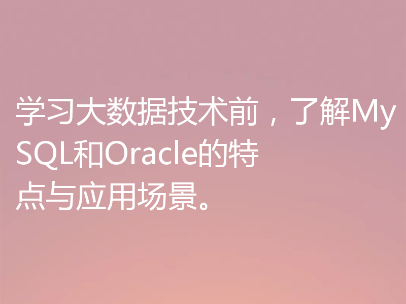 学习大数据技术前,了解MySQL和Oracle的特点与应用场景。