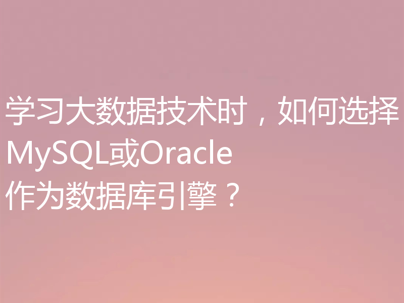 学习大数据技术时,如何选择MySQL或Oracle作为数据库引擎?