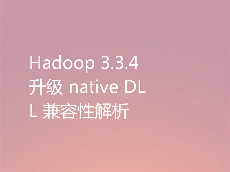 Hadoop 3.3.4 升级 native DLL 兼容性解析