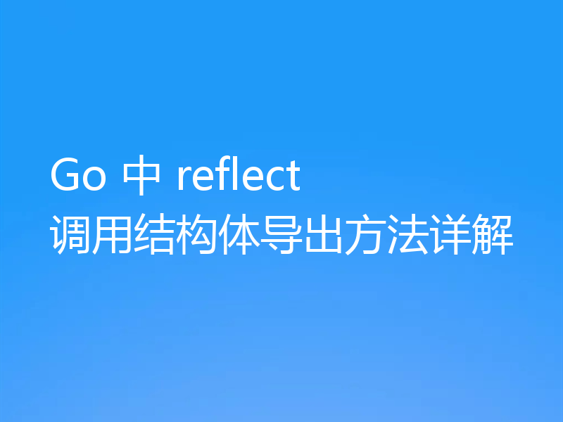 Go 中 reflect 调用结构体导出方法详解