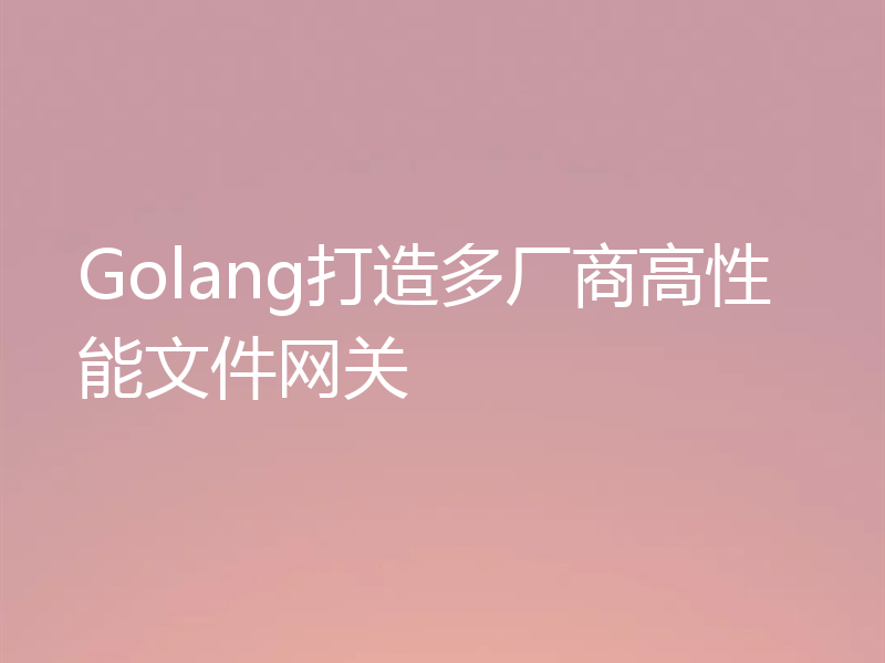 Golang打造多厂商高性能文件网关