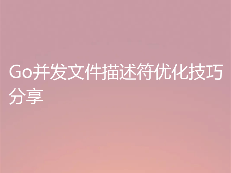 Go并发文件描述符优化技巧分享