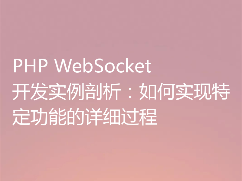 PHP WebSocket开发实例剖析:如何实现特定功能的详细过程