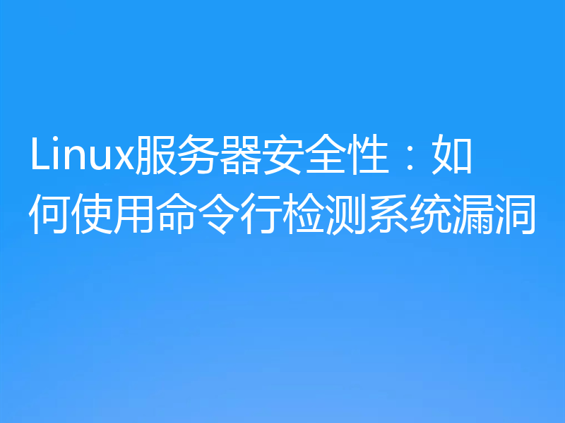 Linux服务器安全性:如何使用命令行检测系统漏洞