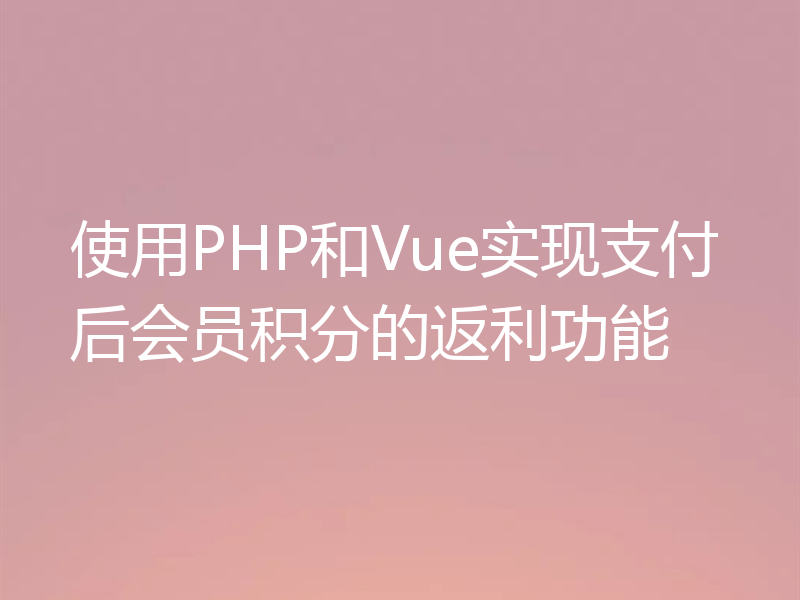 使用PHP和Vue实现支付后会员积分的返利功能