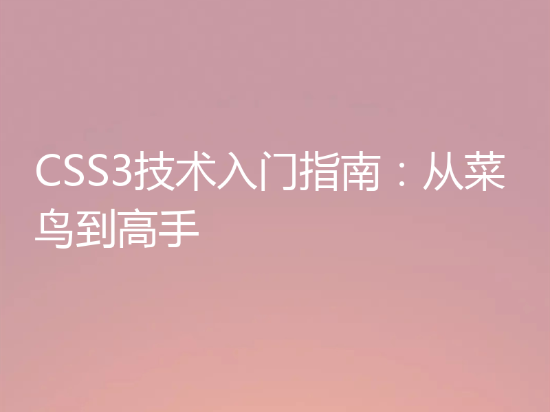 CSS3技术入门指南:从菜鸟到高手