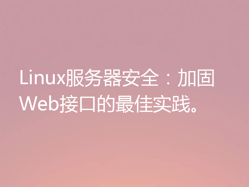 Linux服务器安全:加固Web接口的最佳实践。
