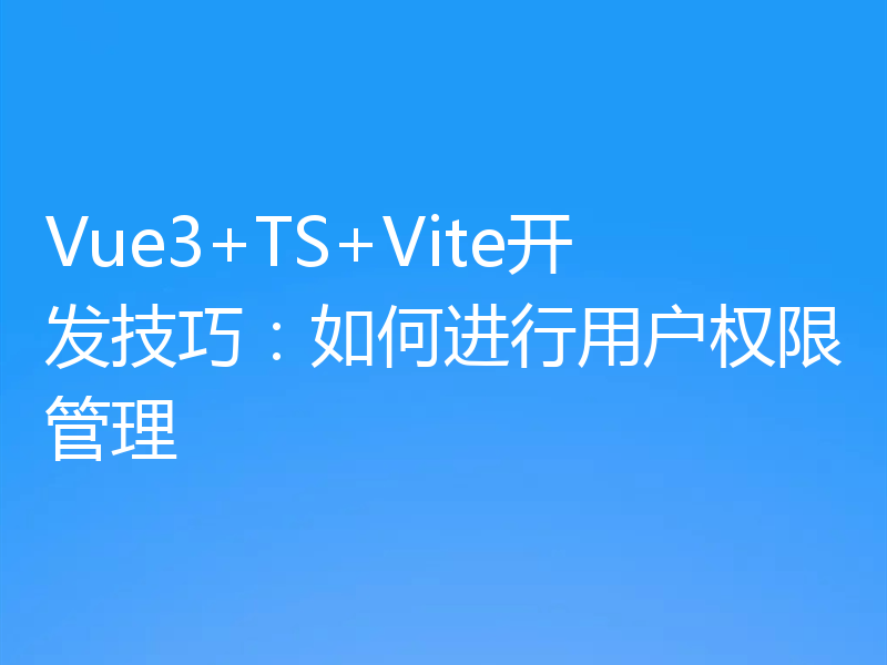 Vue3+TS+Vite开发技巧:如何进行用户权限管理