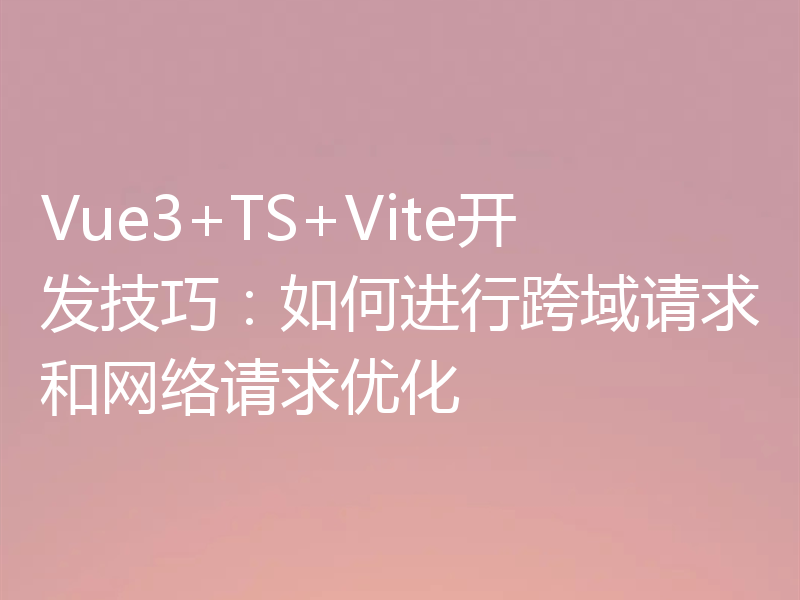 Vue3+TS+Vite开发技巧:如何进行跨域请求和网络请求优化