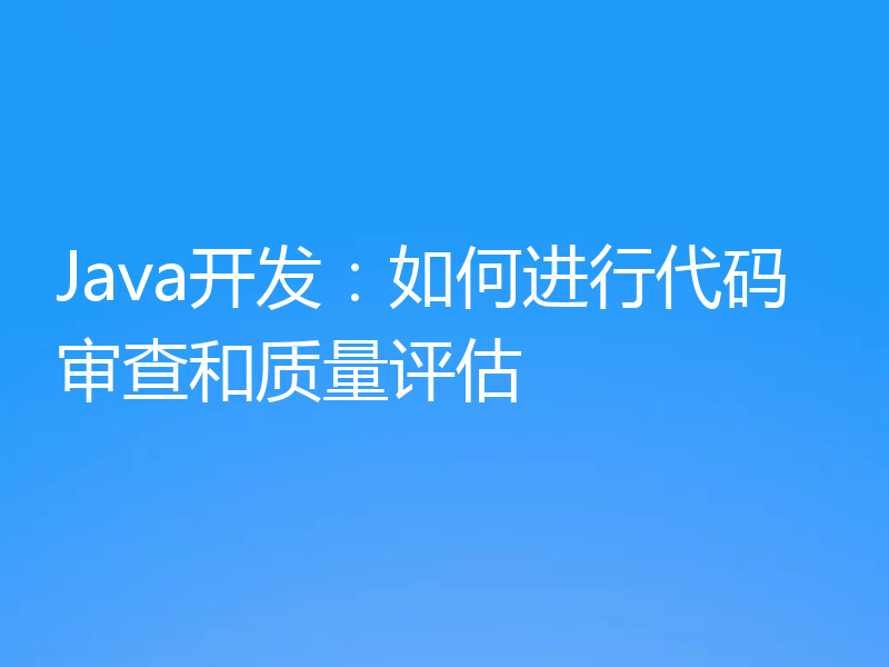Java开发:如何进行代码审查和质量评估