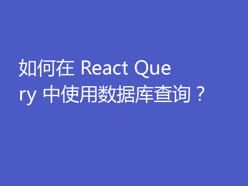 如何在 React Query 中使用数据库查询?