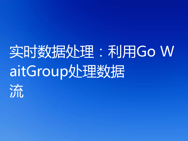实时数据处理:利用Go WaitGroup处理数据流