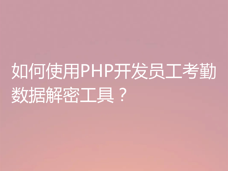 如何使用PHP开发员工考勤数据解密工具?