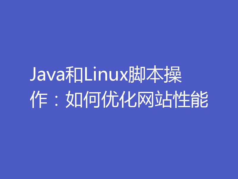 Java和Linux脚本操作:如何优化网站性能