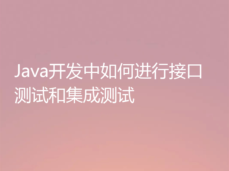 Java开发中如何进行接口测试和集成测试